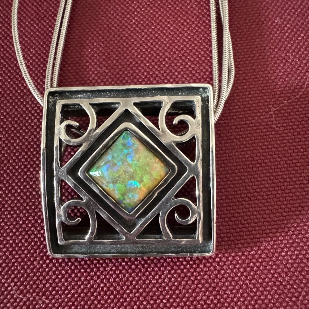 FIRE OPAL necklace sterling silver